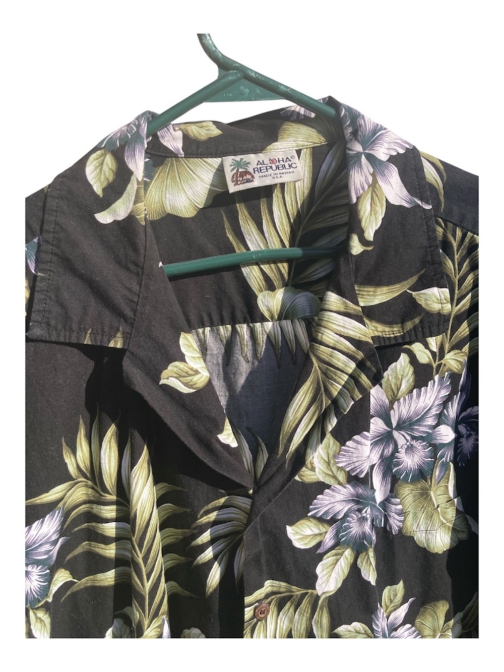 Aloha Republic Hawaiian Floral Shirt Black Green Cotton Size 2XL - Picture 4 of 7